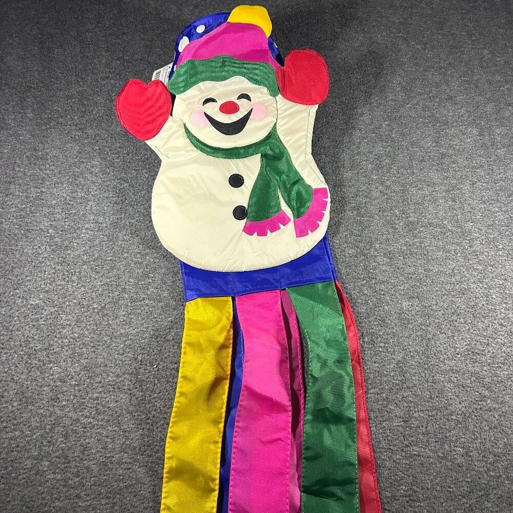 NOS Vintage NCE 3-D Nylon Snowman Christmas Windsock 1996